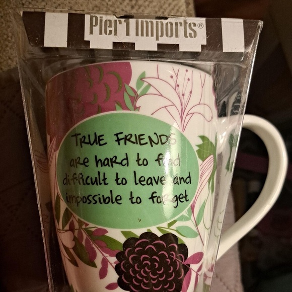 Pier One Purple and Green Floral True Friends Are Hard to Find Mug NIB G7 - Picture 6 of 6